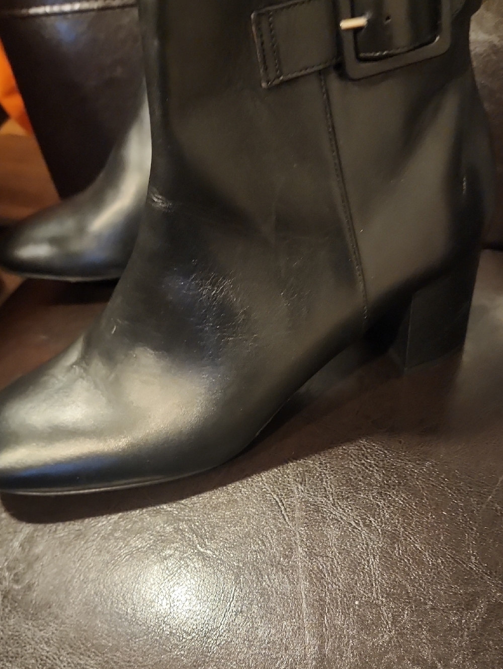 Classic Black Leather Ankle Boots with Buckle Detail